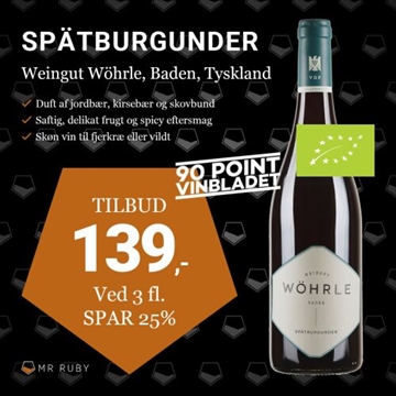 2019 Spätburgunder Trocken, Weingut Wöhrle, Baden, Tyskland